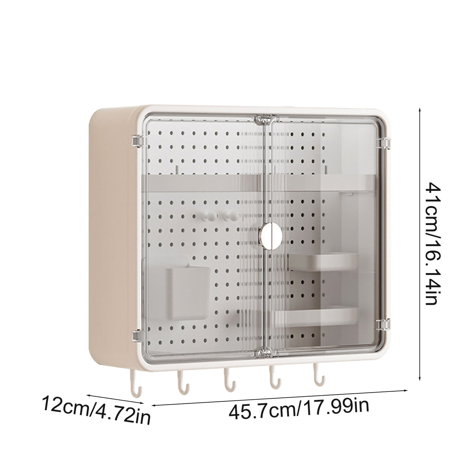 Homenest Bathroom Wall Mounted Storage Cabinet with Pegboard, Adhesive Medicine Cabinet, Over Toilet Organizer with Magnetic Doors for Bathroom, Kitchen, Entryway
