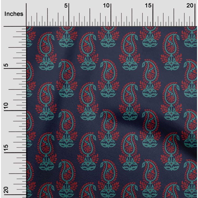 oneOone Polyester Lycra Dark Navy Blue Fabric Paisley Block Sewing Craft Projects Fabric Prints By Yard 56 Inch Wide