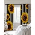 thumbnail image 4 of Yellow Sunflower Kitchen Curtains Black Beige Striped Retro Pastoral Cafe Short Curtains for Bathroom Blackout Window Curtain Grommet Small Window Treatment Drapes for Bedroom Living Room 52"x45"x2, 4 of 9