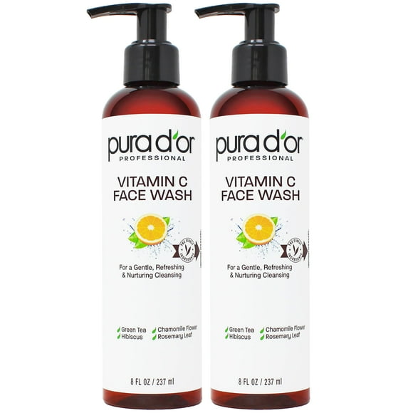 Jabón facial PURA D'OR con vitamina C antioxidante 480 ml (2 x 240 ml)