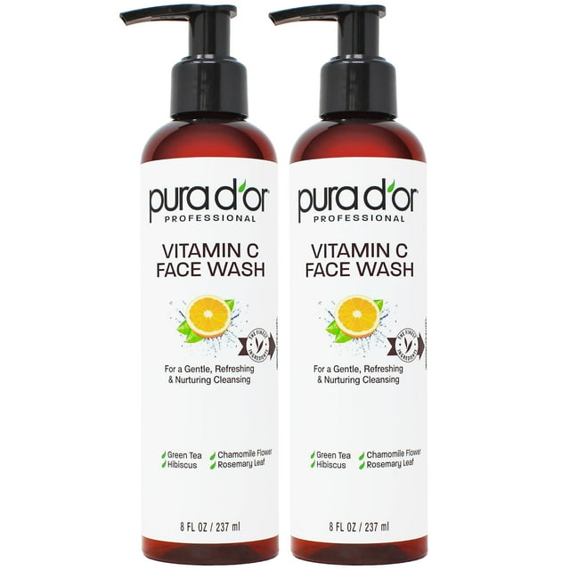 Jabón facial PURA D'OR con vitamina C antioxidante 480 ml (2 x 240 ml)