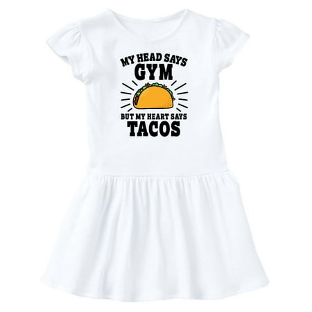 

Inktastic My Head Says Gym But my Heart Says Tacos Gift Baby Girl Dress