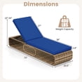 thumbnail image 3 of Gymax Lot de 2 Chaises Longues avec Dossier Réglable, Coussin et Rangement, Bleu Marine, Extérieur, 3 of 10