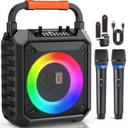FanFun Bluetooth Speaker with Microphones, Portable Speaker With AUX Input, 20W Stereo Sound Party Speaker with Lights, Outdoor Powerful Speakers, 12H Playing Time, T17-T