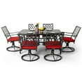 thumbnail image 4 of Nuu Garden Outdoor Dining Set Patio Chair Set of 6 Outdoor Patio Table and Chairs 7 Pieces with Swivel Patio Chairs and Red Cushions for Backyard Lawn Deck Porch, All Weather Resistant, Black, 4 of 10