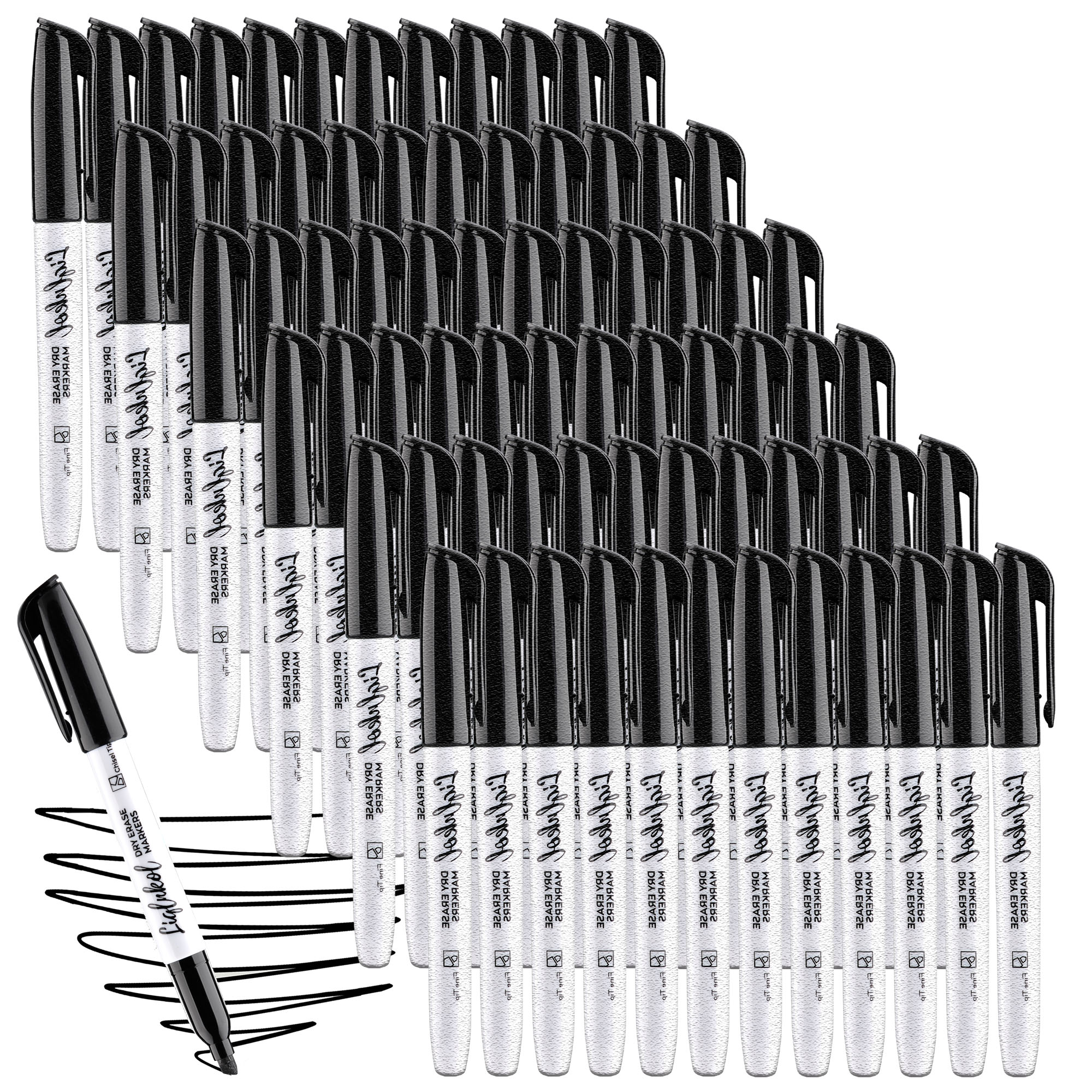 Dry Erase Markers with Fine Tip, Liqinkol Bulk Pack of 72 with Black , Whiteboard Markers Bulk