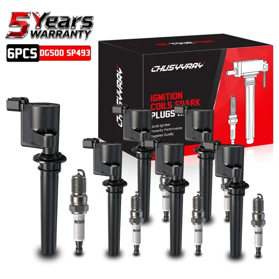 CHUSYYRAY DG500 6 Ignition Coils   6 Spark Plugs Set Compatible for Mazda Tribute 3.0L V6 2001 2002 2003 2004 2005 2006 2007 2008 2009