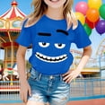 thumbnail image 6 of YUEHUA Kids Short Sleeve Tee Shirt Boys Girls Solid Color Cute Expression Print Tops Loose Fit Comfy Crewneck Pullover Tees, 6 of 6