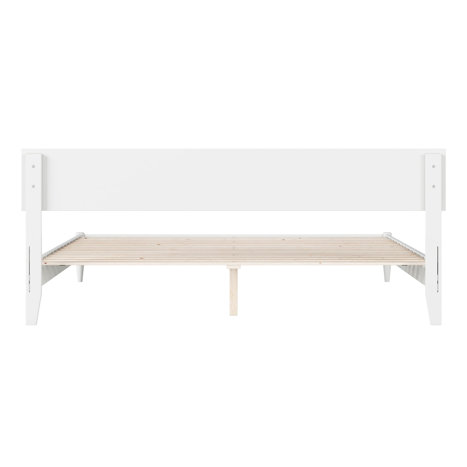 Modern Platform Bed - Solid Wood Low Profile Bed Frame - King Size Bed with USB Ports