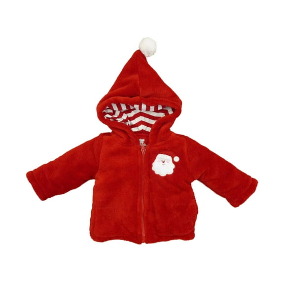 Koala Kids Infant Boys Red Plush Santa Claus Themed Christmas Hoodie NB