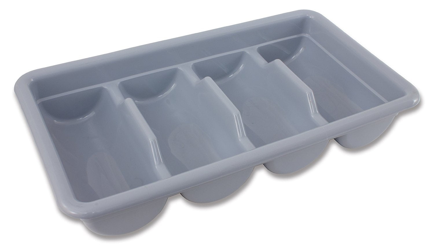4 Compartment Grey Cutlery Box, Plastic Construction, Stainless Steel