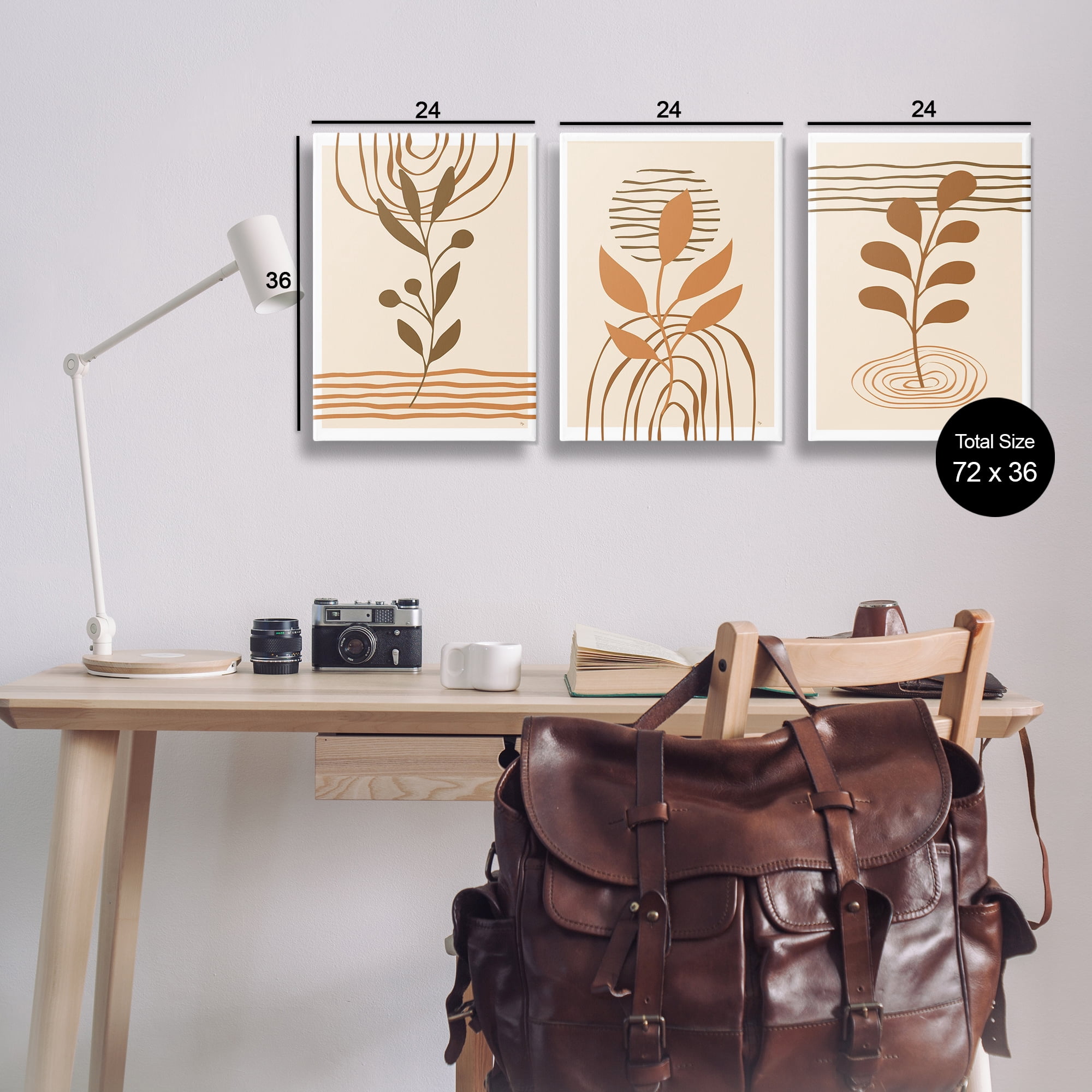 Stupell Industries Boho Sprigs & Line Patterns Plants & Flowers Painting Wrapped Canvas Art Print Wall Art, 24 x 36, Set of 3