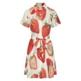 thumbnail image 5 of Strawberry Fruit Watercolor Womens Shirt Dresses Women'S Short Sleeve Dress Turn-Down Collar Dress A Line Casuall Dress Oversize(XS-6XL), 5 of 7