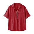 thumbnail image 7 of Enjoytime Women Tops V Neck Collared Half Zip Up Short Sleeve Shirts Summer Casual Work Blouses, 7 of 7