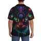 thumbnail image 3 of Balery Futuristic Cat Warrior Camisa Casual de Manga Corta con Botones para Hombre, Texturizada, Estilo Cubano, para Playa, Verano-Medium, 3 of 5