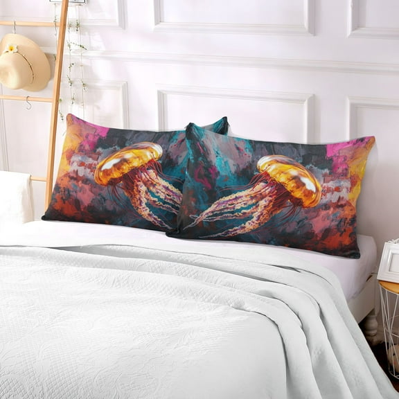 Pillow Case Plush Pillow Jellyfish Colorful Art Case standard size/King size/Queen size Bed Pillow Pillowcases