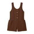 thumbnail image 6 of AHTJRT Short Jumpsuits for Women Sleeveless Button Down Scoop Neck Summer Rompers Overalls with Pockets Brown XL, 6 of 10