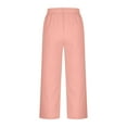 thumbnail image 7 of Roncen Women's Linen Culottes - Loose Straight Leg Summer Trousers with Drawstring Waist & Pockets, Solid Color Casual Style, 7 of 7