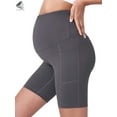 thumbnail image 5 of PULLIMORE Womens Maternity Yoga Shorts Over the Belly Workout Running Active Pregnant Short Pants with Pockets (L, Gray), 5 of 8