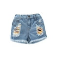 thumbnail image 4 of Franhais 2 Pieces Kids Suit Set, Girls Sunflower Print Boat Neck Short Sleeve Tops+ Denim Shorts for Summer, Yellow, 1-6 Years, 4 of 10