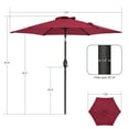 thumbnail image 6 of Sonerlic 7.5ft Round Patio Market Umbrella With Steel Frame, Outdoor Table Umbrella for Yard, Poolside and Deck, Wine Red, 6 of 7