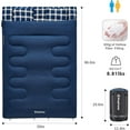 thumbnail image 5 of KingCamp Cotton Flannel Queen Size 2-Person Double Sleeping Bag 8℉ - 44℉ Cold Weather Rating, Lightweight & Compact for Backpacking, Includes Pillows for Couples & Family Camping, 8.8LBS (Navy), 5 of 8