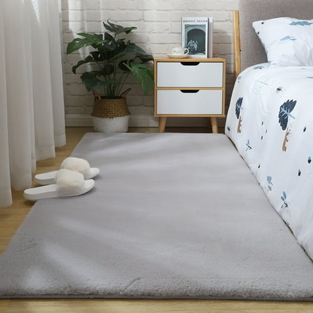 

Namzi Solid Color Plush Table Runner Faux Sheepskin Decorative Shaggy Dresser Scarf Not-Slip Desk Pad Luxury False Fur Dresser Tablecloth-Light grey 140x200cm(55.12x78.74inch)