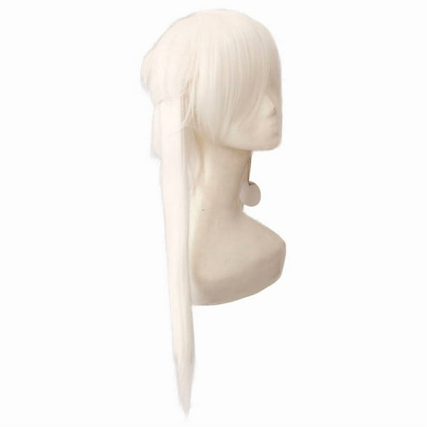 Peluca corta blanca para cosplay de 50 cm para personajes de anime