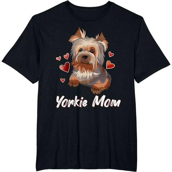 Cute Yorkie Mom Illustration Yorkshire Terrier Lover T-Shirt