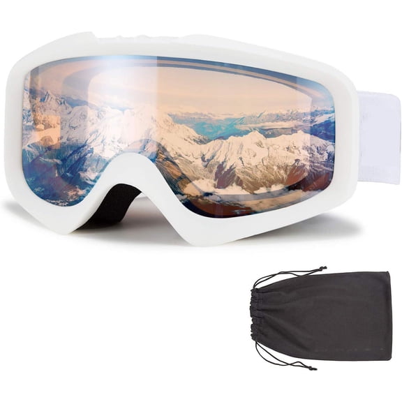 Ski Goggles Anti-Fog Snow Goggles OTG 100% UV Protection Snowboard Goggles with Bendable Dual-Lenses
