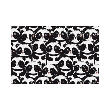 

Table Placemats Set of 6 - Panda 12x18 In Faux Linen Double Heat Resistant Place Mats Cloth Indoor/Outdoor Placemats Washable Table Mats for Dining Kitchen Party