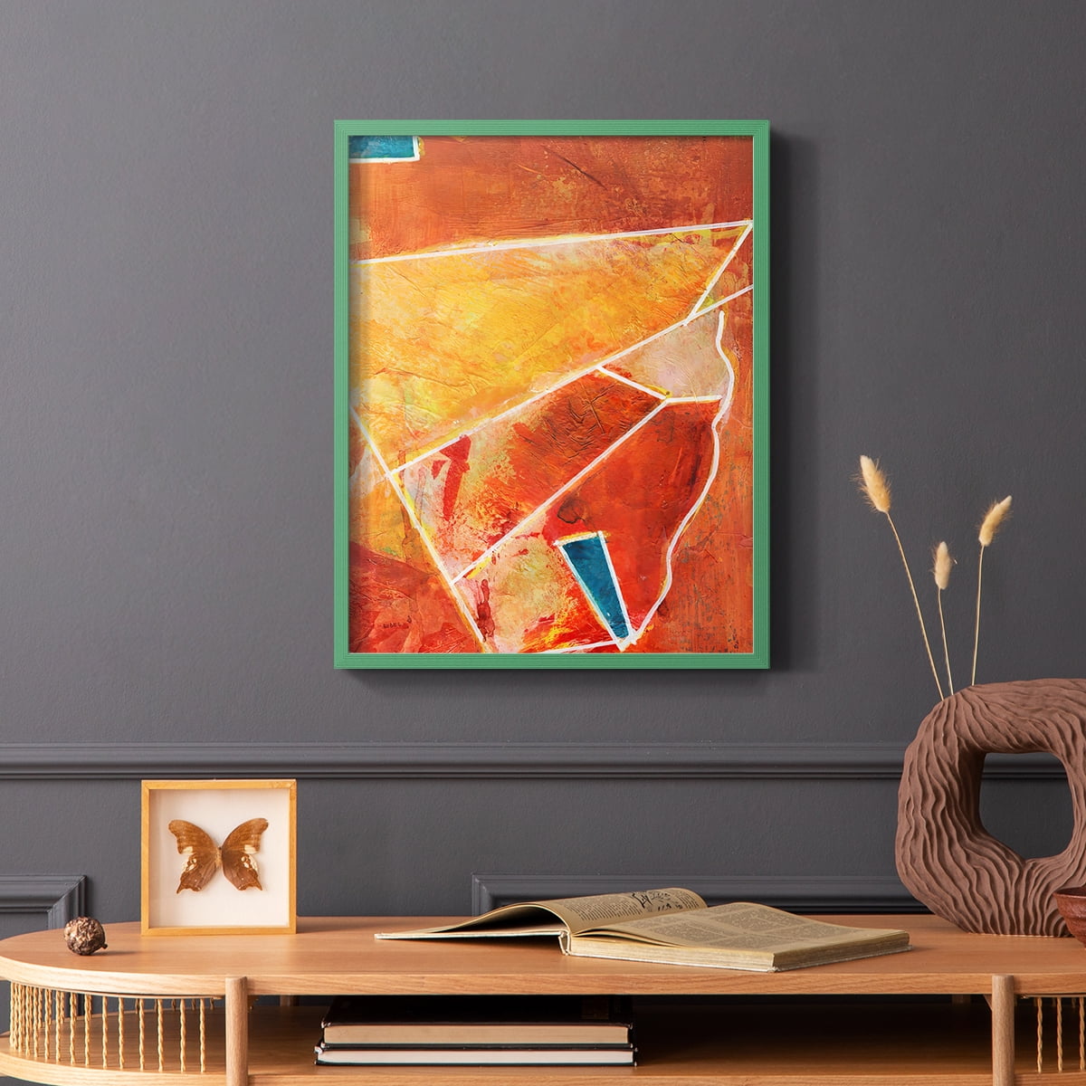 Primary Connection III Framed Print in Green Solid Wood Framed Print No Nail Hanging