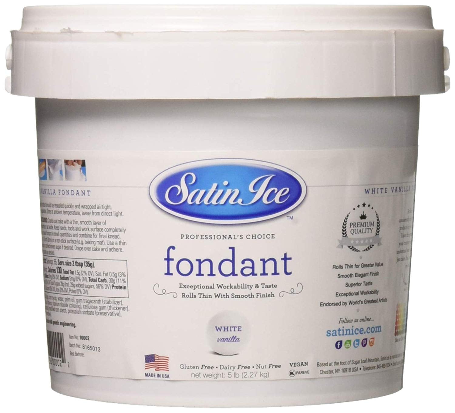 Satin Ice Rolled Fondant Icing White/Vanilla 5lb