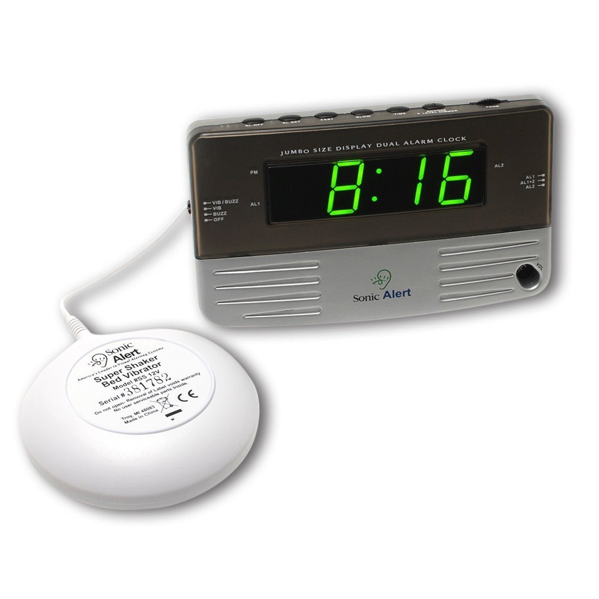 Alarm Clock, Sonic Alert Sb200ss Digital Home Bedside ...