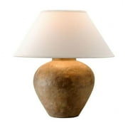 Drum Shape Base 1-Light Table Lamp in Aged Textured Reggio with Off-White Linen Shade 22 inches W X 23 inches H Bailey Street Home 154-Bel-2994863