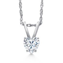 Gem Stone King 14K White Gold White Moissanite Pendant Necklace for Women | 0.23 Cttw | Gemstone Birthstone | Heart Shape 4MM | With 18 inch Chain