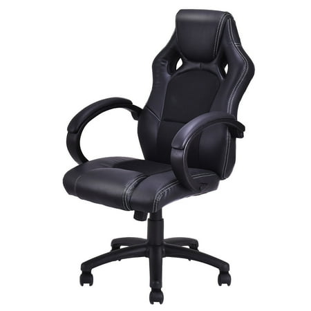 GHP 550-Lbs Capacity Black Pneumatic Seat Height Nylon Base Bucket Seat Office Chair