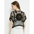 thumbnail image 3 of Women's Short Sleeve Floral Lace Crochet Mesh Crop Cardigan Shrug, 3 of 4