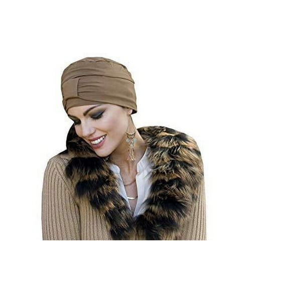 MASUMI Chemo Organic Headwear - ELLIE | Cancer Headwear for Women with Hair Loss | Alopecia Hats & Coverings | 95% Bamboo Hat (Colour: Camel)
