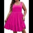 thumbnail image 1 of Vestido Holgado para Mujer, de Gran Tamaño, con Hombros Descubiertos, Elegante, Liso, Rosa Brillante, Talla XL, 1 of 7