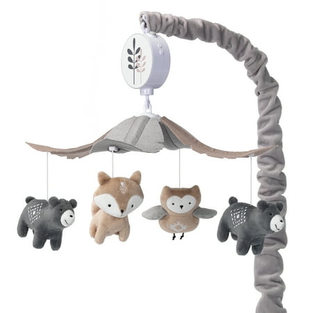 UPC: 0084122008915 | Lambs & Ivy Woodland Forest Gray/Tan Musical Baby Crib Mobile Soother Toy
