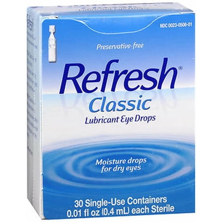 Refresh Classic Lubricant Eye Drops Non-Preserved Tears, 30 Single-Use Containers, 0.01 Oz (0.4 Ml), 4-Pack