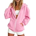 thumbnail image 2 of Womens Zip Up Hoodies Spring Fall Satin lined Hoodies Oversized Sweatshirts Fall Sweaters Casual Y2K Track Jackets Clothes, 2 of 4