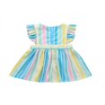 thumbnail image 2 of Bébé bébé Filles Été Volant Garniture Manches Coton Robe Strip Imprimer une Ligne Midi Habillé cqH, 2 of 5
