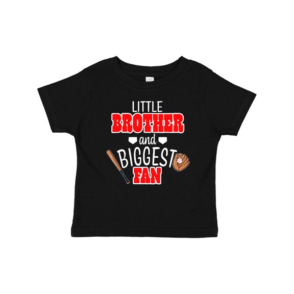 Inktastic Little Brother and Biggest Fan Baseball Glove and Bat Boys Baby T-Shirt