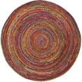 thumbnail image 3 of Safavieh Cape Cod Collection CAP202A Fait à la Main Boho Tressé Jute & Tapis de Coton, 3' x 3' Rond, Rouge / Multi, 3 of 4