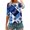 Blue, variant on HLKJKLS Long Sleeve Shirts For Women Spring Print 3/4 Sleeve Round Neck Loose T Shirt Polyester Spandex Casual Fashion Purple S-3Xl