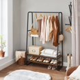 thumbnail image 4 of VASAGLE Clothes Rail with 2 Shelves, Clothes Rack , 6 S-Shaped Hooks, Steel Frame, for Bedroom, Rustic Brown and Black, 4 of 6