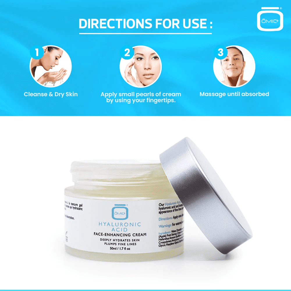 Omic+ Brightening Hyaluronic Acid Face Enhancing Cream - 50ml / 1.7 Fl Oz for All Skin Types with Hydration