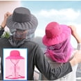 thumbnail image 3 of Hat women's summer outdoor sunscreen sun hat veil sun hat cycling cover face cool hat fisherman hat men's fishing hat/rose Red, 3 of 6